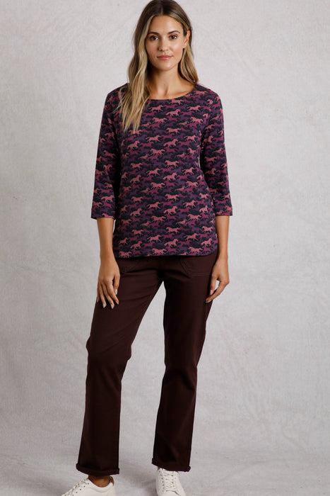 NEW Weird Fish Pinto Organic Jersey Top in Mulled Wine