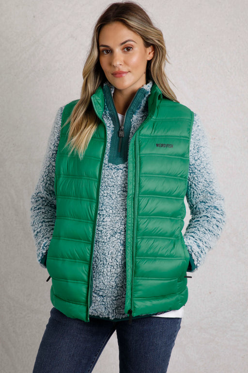 NEW Weird Fish Atissa Lightweight Padded Gilet Evergreen