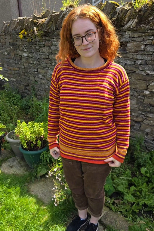 Annie Glue Roll Neck Stripey Jumper in sunrise