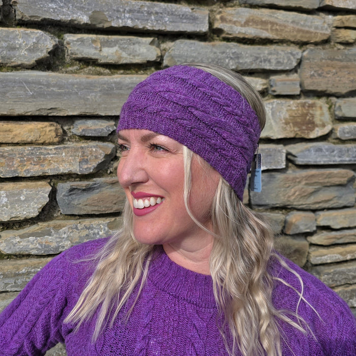 Annie Glue Orca Cable Knit Headband in Lavender