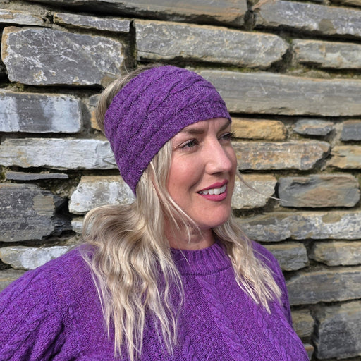 Annie Glue Orca Cable Knit Headband in Lavender