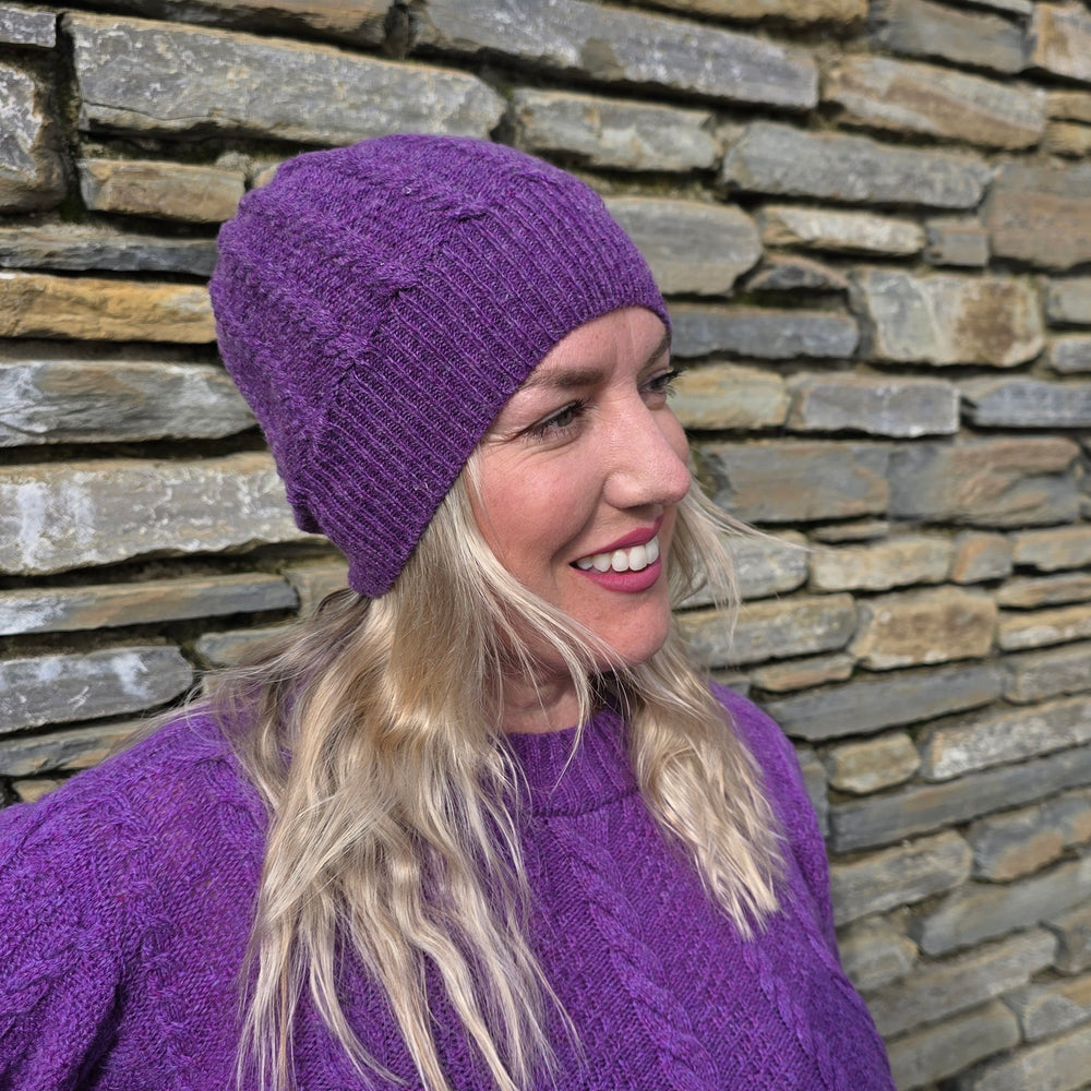 Annie Glue Orca Cable Knit Hat in Lavender