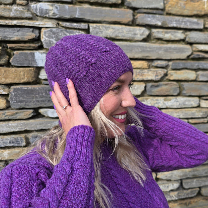 Annie Glue Orca Cable Knit Hat in Lavender