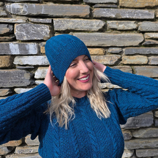 Annie Glue Orca Cable Knit Hat in Blair Blue