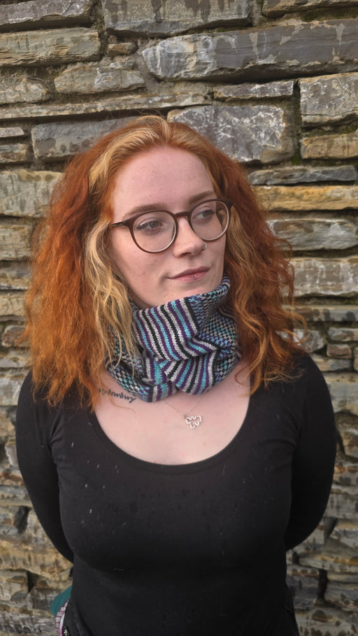 Annie Glue Stripey Snood in Blue Haze