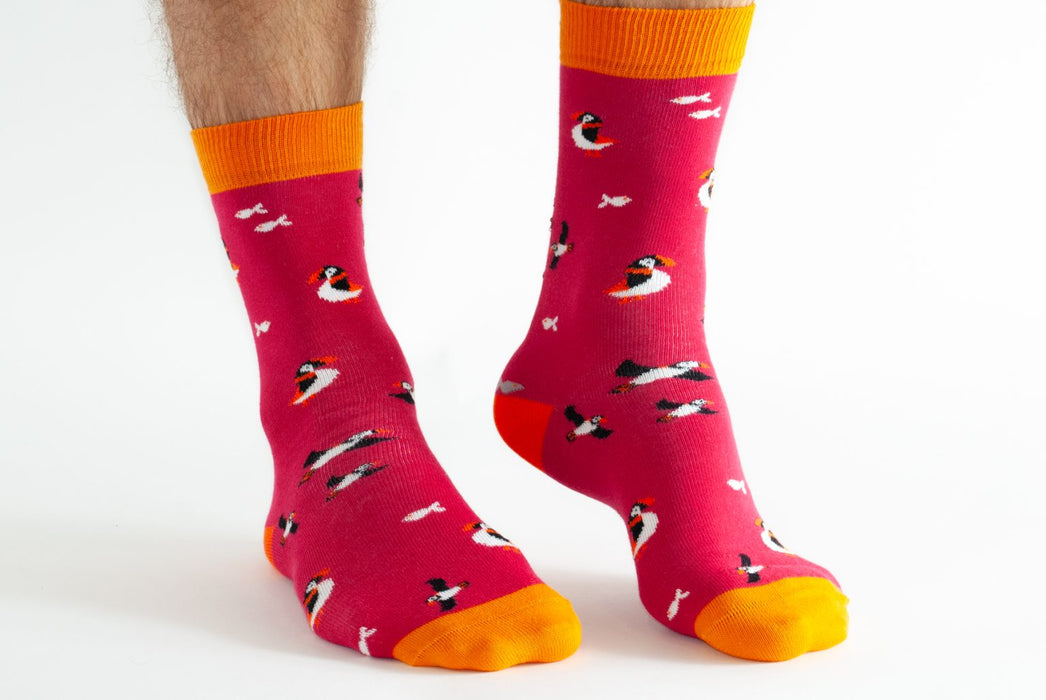 Doris & Dude Pink Puffin Socks