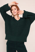 NEW Nomads Organic Cotton & Alpaca Wool V Neck Jumper - Bottle