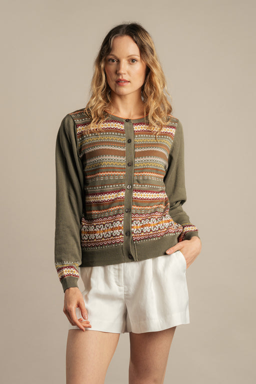 NEW Eribe Sailor Round Neck Cardigan - Khaki