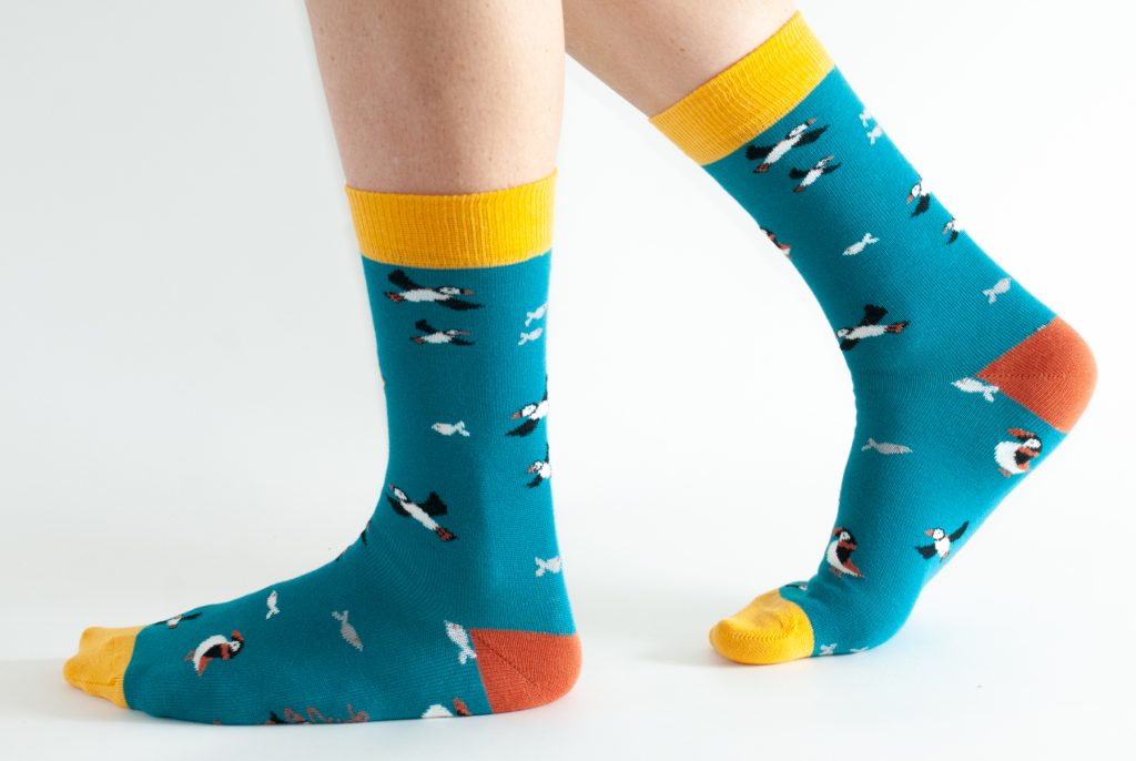 Doris & Dude Teal Puffin Socks