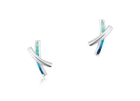 NEW Sheila Fleet Wild Grasses Petite 2-strand Stud Earrings in Peacock (EE00186)