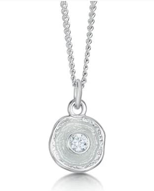 Sheila Fleet Lunar Cubic Zirconia Petite Pendant in Frost Enamel (ESP00248)