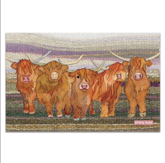 Emma Ball 'Highland Coos' Tea Towel