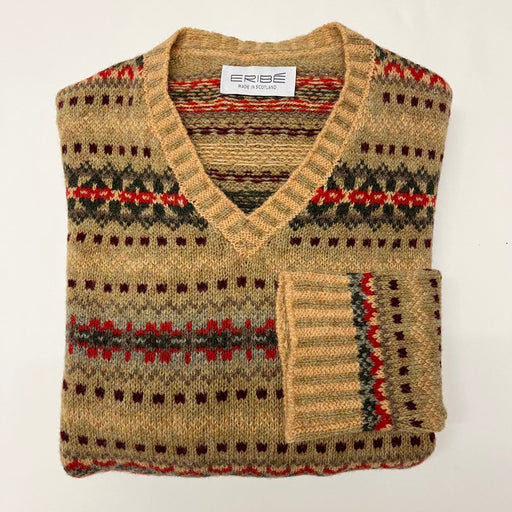 Eribé Eddie V-Neck Fair Isle Sweater in Glengoyne