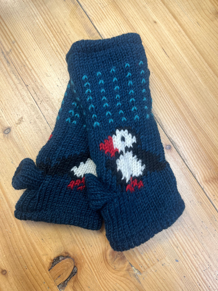 From The Source Hand Knitted Puffin Wristwarmers