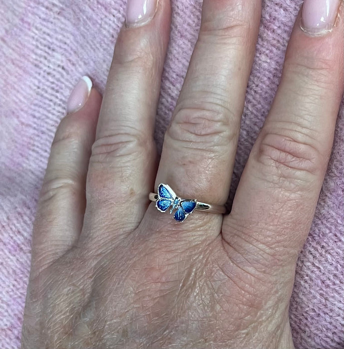 Sheila Fleet Butterfly Ring in Holly Blue (ER00286)