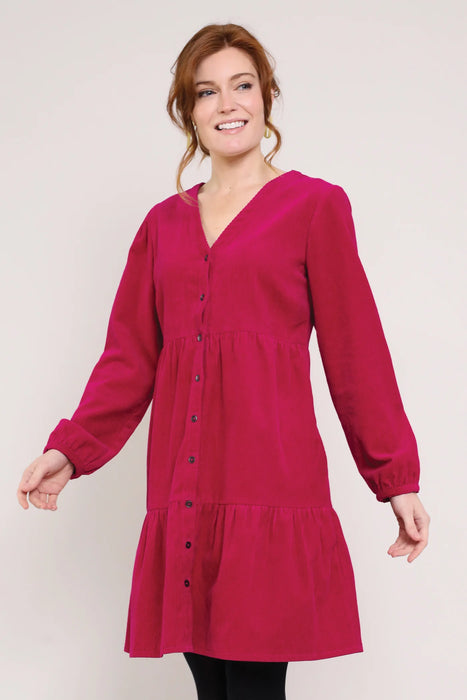 NEW Nomads Cotton Chunky Cord Tiered Tunic Dress - Crimson