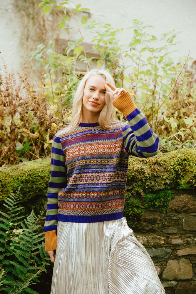 NEW Eribé Reversible Stobo Fairisle Sweater - Mulberry