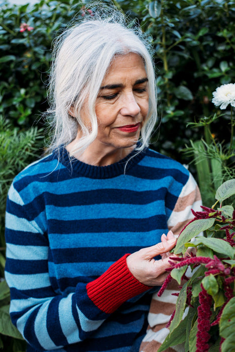 NEW Eribé Stripe Reversible Stobo Sweater - Navy-Reflection