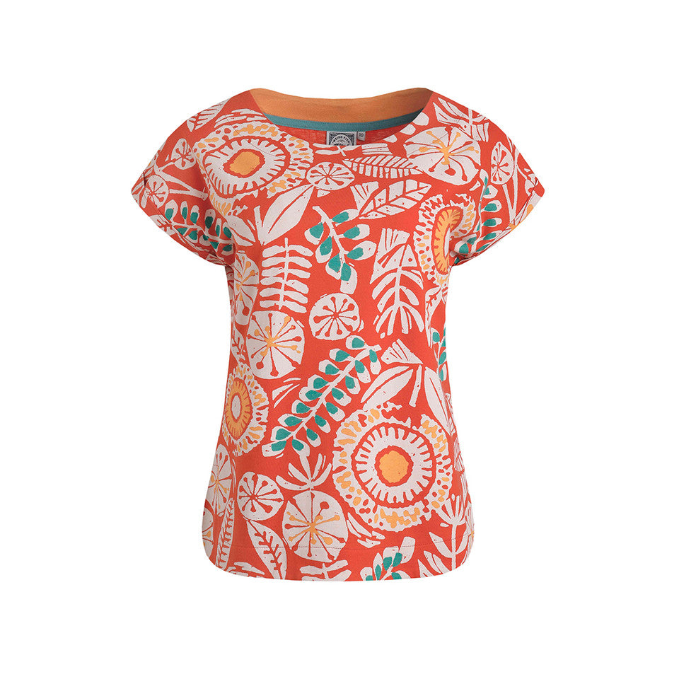 NEW Weird Fish Paw Paw Organic Printed Tee - Tango Red