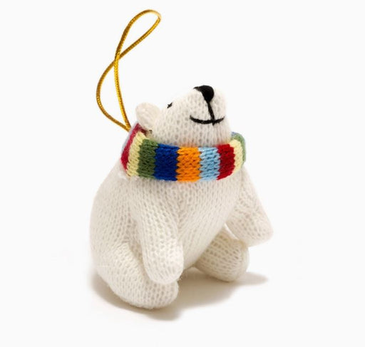 Best Years Knitted Polar Bear with Scarf Hanging Ornament