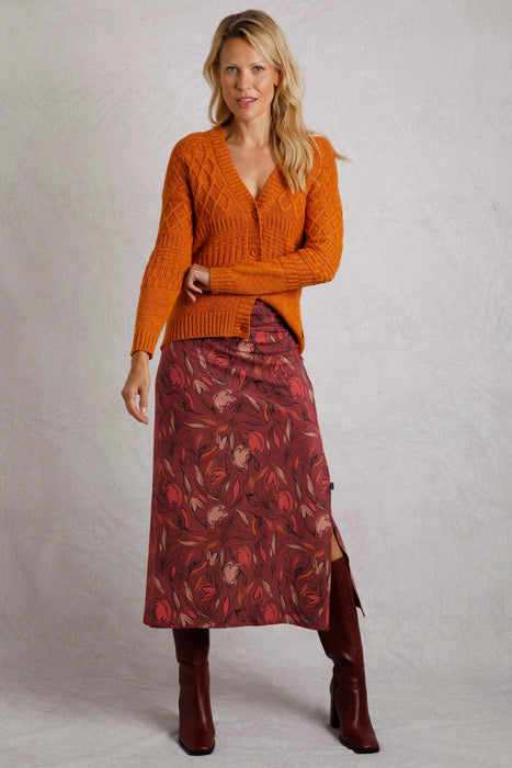 NEW Weird Fish Rene Organic Cotton Printed Jersey Maxi Skirt Rhubarb