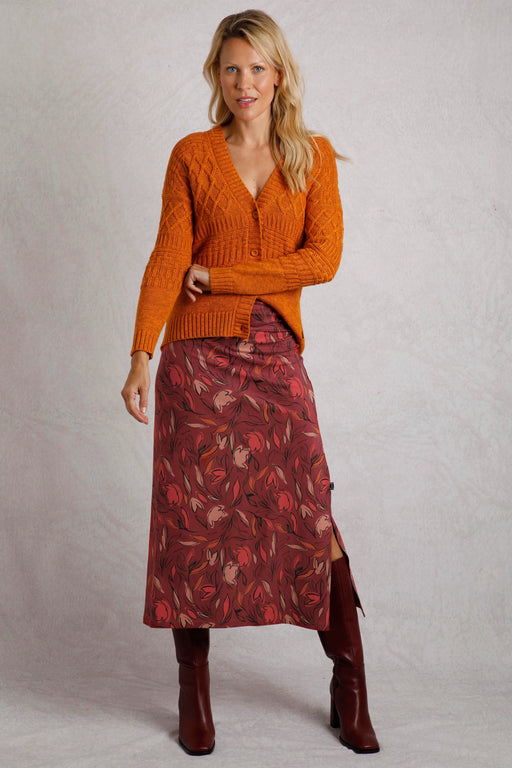 NEW Weird Fish Rene Organic Cotton Printed Jersey Maxi Skirt Rhubarb