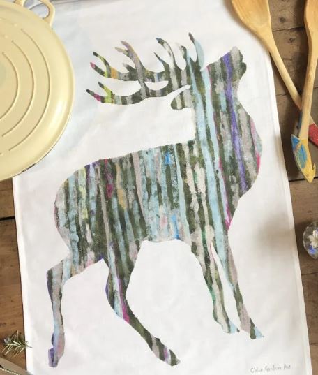 Chloe Gardner Silver Stag Tea Towel