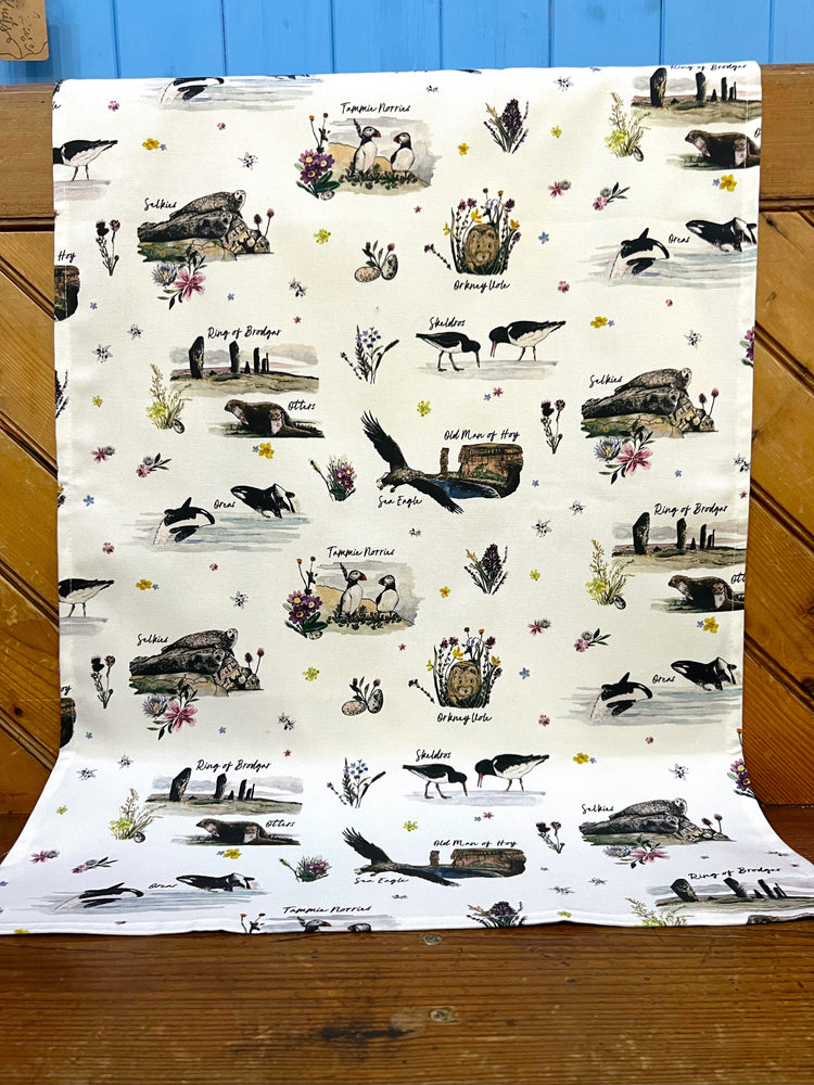 Orkney Wildlife and Scenery Tea Towel