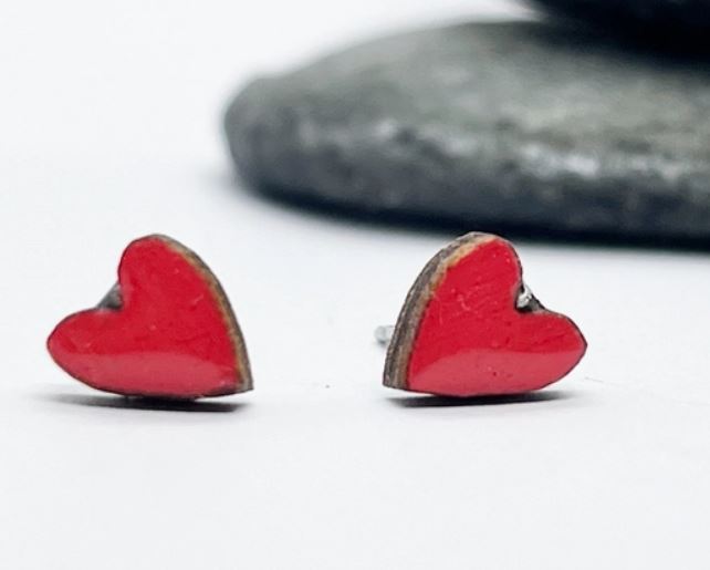 The Ticketyboo Coo Hand-Painted Wooden Heart Earrings