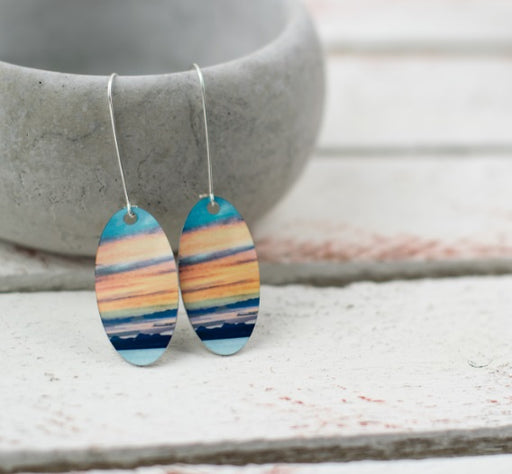 Cath Waters - Western Isles from Trotternish Isle of Skye Aluminium and Silver Earrings