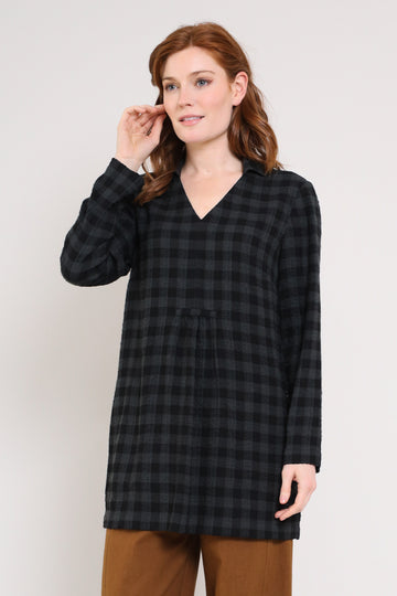 NEW Nomads Textured Viscose Collard Tunic - Raven