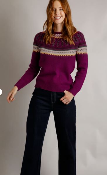 NEW Weird Fish Lowell Eco Fairisle Jumper - Boysenberry