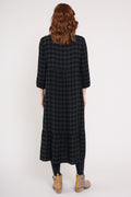 NEW Nomads Seersucker Check Midi Dress - Raven