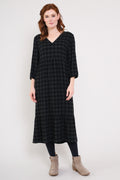 NEW Nomads Seersucker Check Midi Dress - Raven