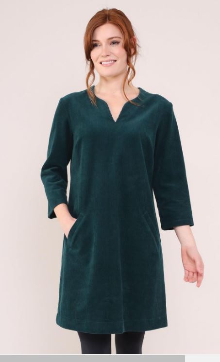 NEW Nomads Chunky Cord Simple Tunic Dress - Bottle Green