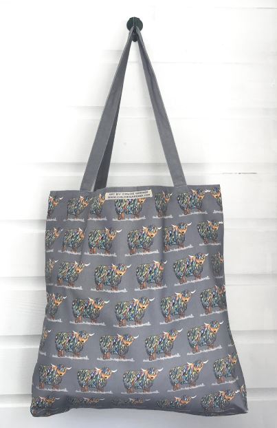 Chloe Gardner Highland Cow on Grey