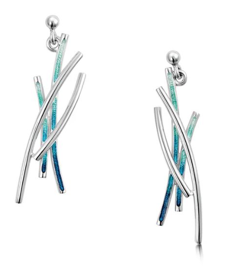 NEW Sheila Fleet Wild Grasses Dress Drop Earrings in Peacock (EEX186)