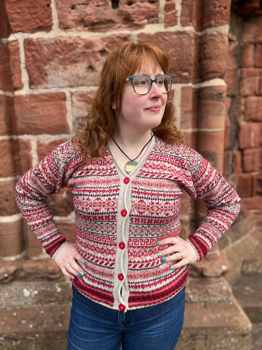 Peerie Short Jacket with Curled front band in Sunset