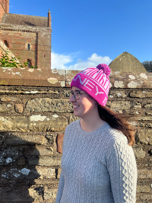 Wonky Woolies Orkney Runic Hat in Fushia/Lilac