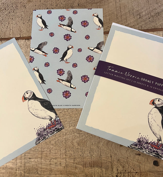 Tammie Norrie Orkney All over Puffin Letter Notepaper set 2