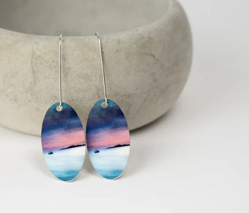 Cath Waters - Fishing the Little Minch Aluminium and Silver Earrings