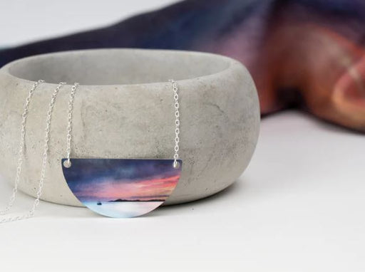 Cath Waters - Fishing the Little Minch Aluminium and Silver Small Necklace