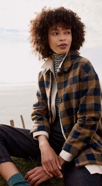 NEW Sesalt Bold Check Wool Blend Coat - 'Make Do and Harbour Maritime'