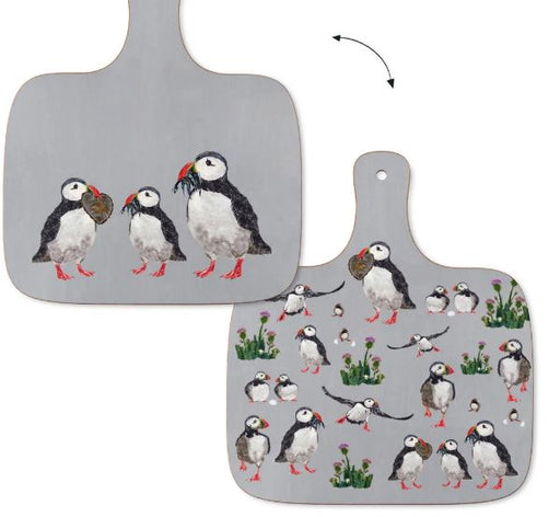 Chloe Gardner Three Puffin Grey Medium Chopping Board