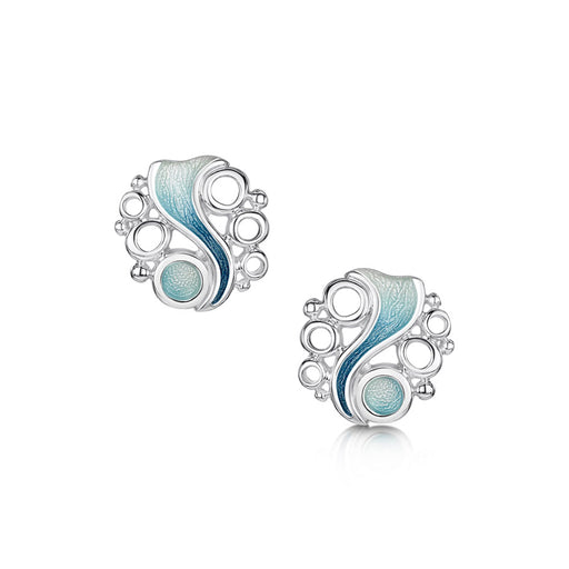 Sheila Fleet Arctic Stream Stud Earrings in Arctic Blue Enamel (EEX267-ARCBL)