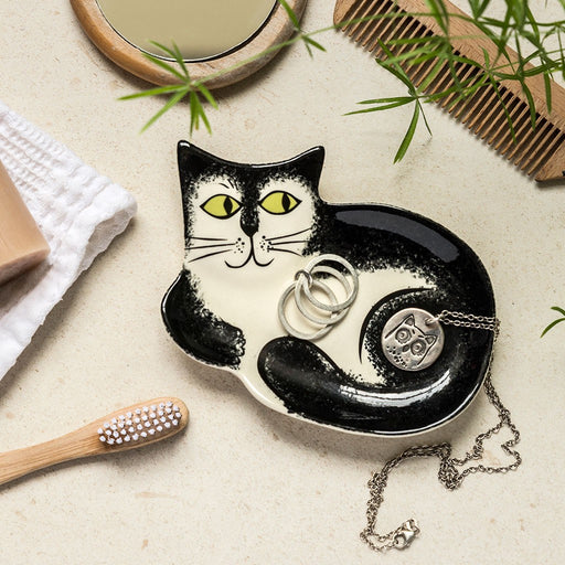 Hannah Turner Black and White Cat Trinket Dish