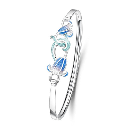 Sheila Fleet Bluebell Enamel Bangle in Sterling Silver (Medium)(EBGX241)